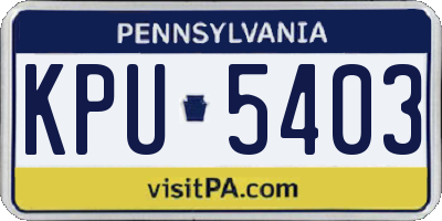 PA license plate KPU5403