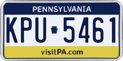 PA license plate KPU5461