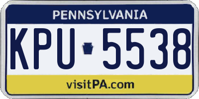 PA license plate KPU5538