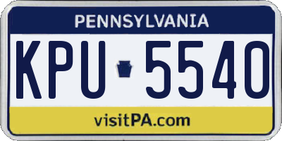 PA license plate KPU5540