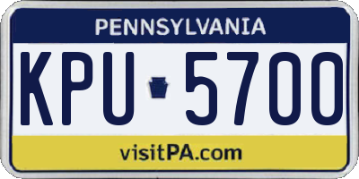 PA license plate KPU5700