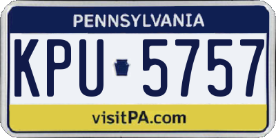 PA license plate KPU5757