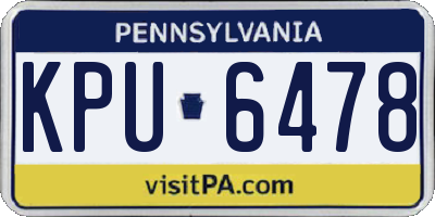 PA license plate KPU6478