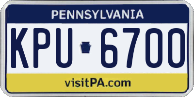 PA license plate KPU6700