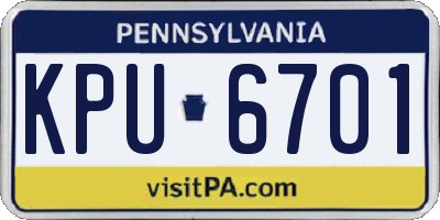 PA license plate KPU6701
