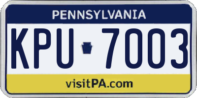 PA license plate KPU7003