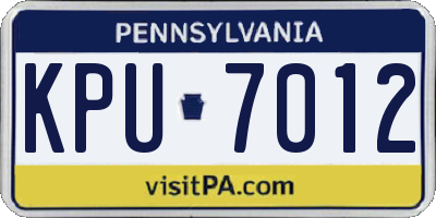 PA license plate KPU7012
