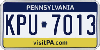 PA license plate KPU7013