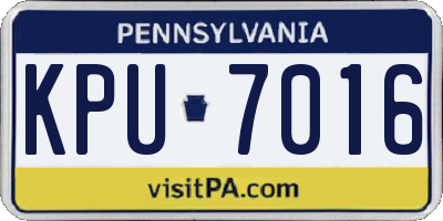 PA license plate KPU7016