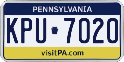 PA license plate KPU7020