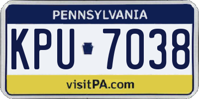 PA license plate KPU7038