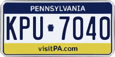 PA license plate KPU7040