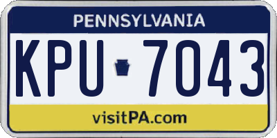 PA license plate KPU7043