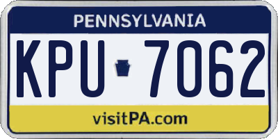 PA license plate KPU7062