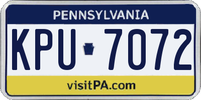 PA license plate KPU7072
