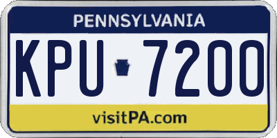 PA license plate KPU7200