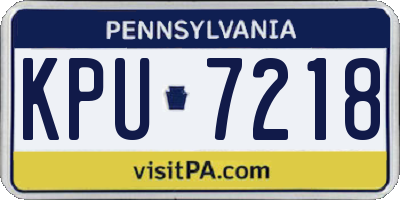PA license plate KPU7218
