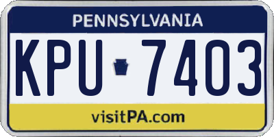 PA license plate KPU7403