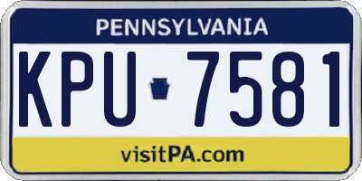 PA license plate KPU7581