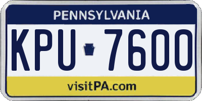 PA license plate KPU7600
