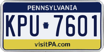 PA license plate KPU7601
