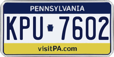 PA license plate KPU7602