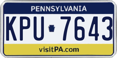 PA license plate KPU7643
