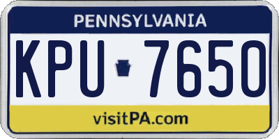 PA license plate KPU7650