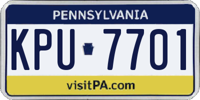 PA license plate KPU7701