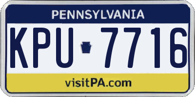 PA license plate KPU7716