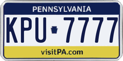 PA license plate KPU7777
