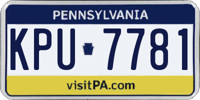 PA license plate KPU7781
