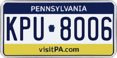 PA license plate KPU8006