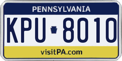 PA license plate KPU8010