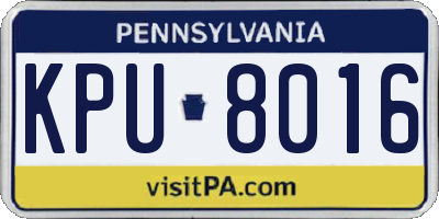 PA license plate KPU8016