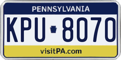 PA license plate KPU8070
