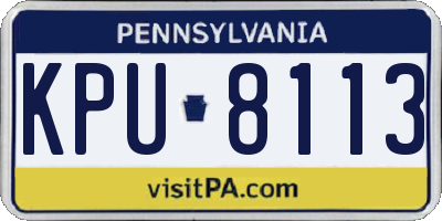 PA license plate KPU8113