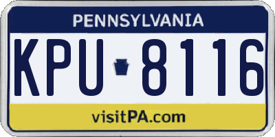 PA license plate KPU8116