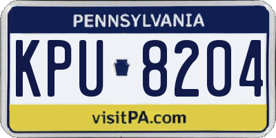 PA license plate KPU8204
