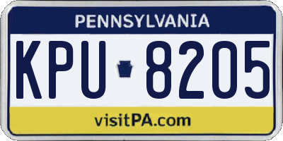 PA license plate KPU8205