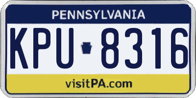 PA license plate KPU8316
