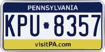 PA license plate KPU8357