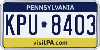 PA license plate KPU8403