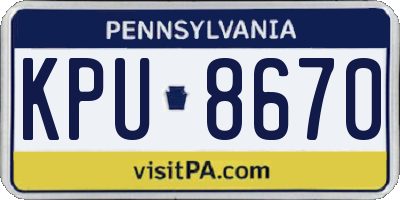 PA license plate KPU8670