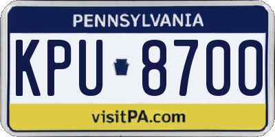 PA license plate KPU8700