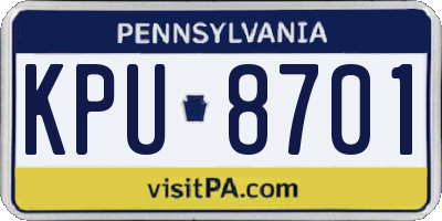 PA license plate KPU8701