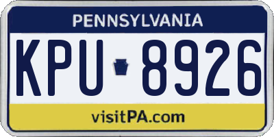 PA license plate KPU8926