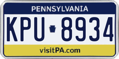 PA license plate KPU8934
