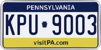 PA license plate KPU9003