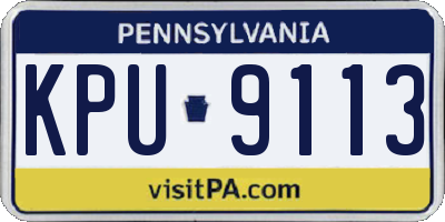PA license plate KPU9113